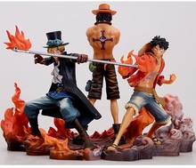 3pcs/set 15-17cm Anime One Piece DXF Luffy Ace Sabo PVC Action Figures Collectible Model Toys