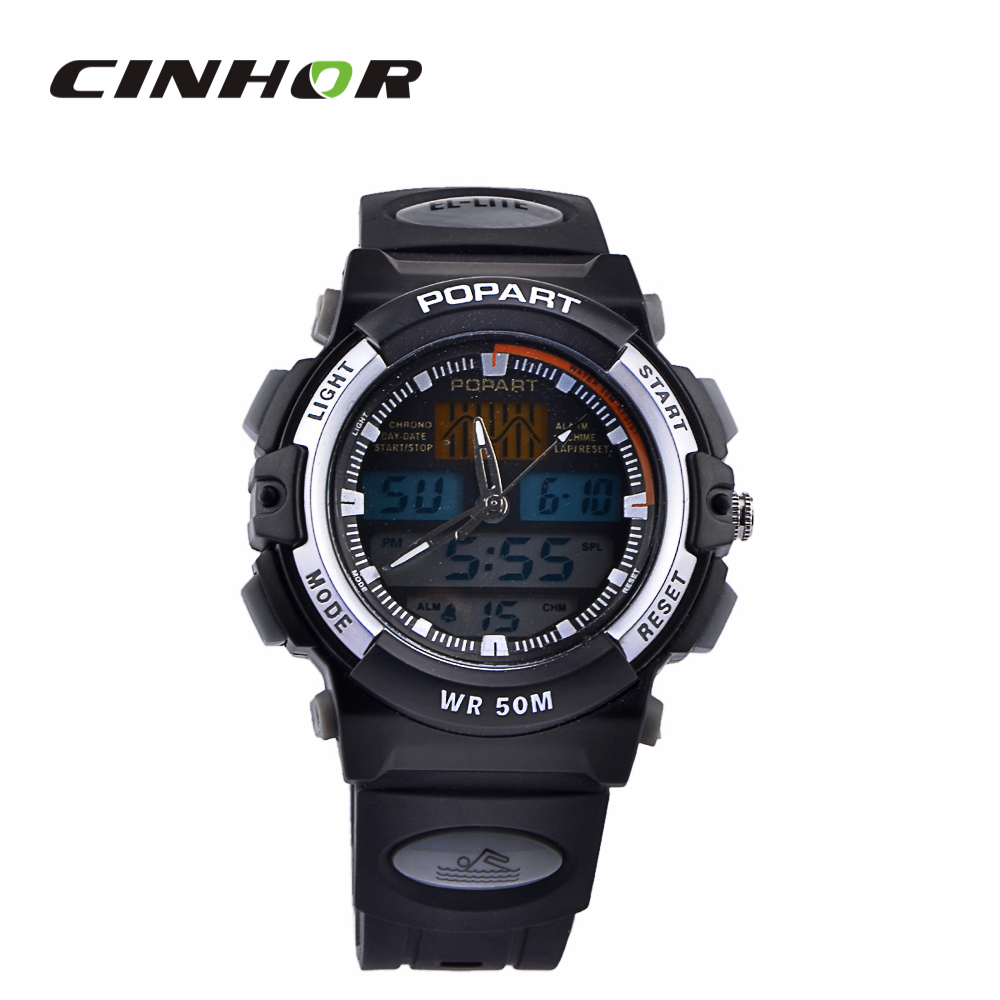 ALIKE A95 Sports 50m Water Resistant Quartz Digital Wrist Watch Black Grey