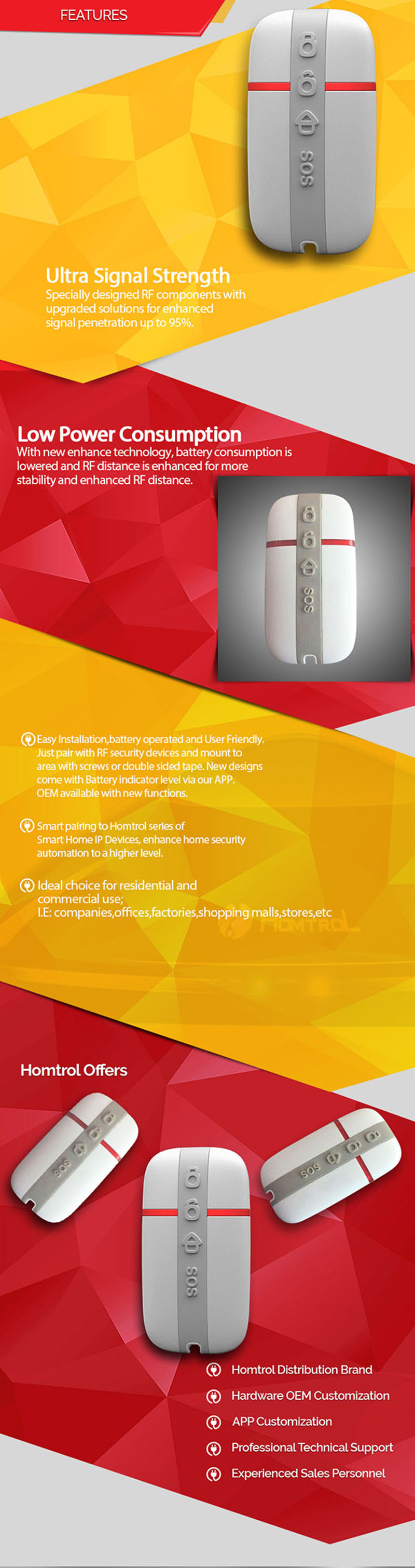 Homtrol Home & Office Security RF Remote Controller for IP Camera with Privacy Function c