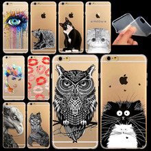 Чехол для iPhone 6 6 s 4.7 » ультратонкий мягкие TPU милые цветы кошка животное сова хепберн красоты окрашенные телефон чехол кожного покрова