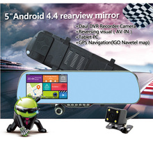 New 5 inch Android 4 4 2 Rearview Mirror GPS Navigation Car Anti Radar Detector Car