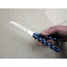 Blue High Quality Practice Metal Butterfly Steel Trainer Dull Knife Sport Exercise Tool