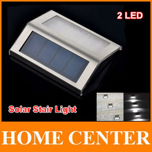 Solar Power 2 LEDs Pathway Stairs Lamp Outdoor waterproof Garden  Light Energy Saving LED Solar wall Lamp White