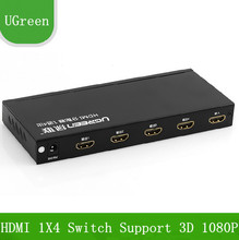 Free Shipping UGreen HD HDMI Switch 1X4 HDMI Distributor Support 3D 1080P For HDTV / Projector