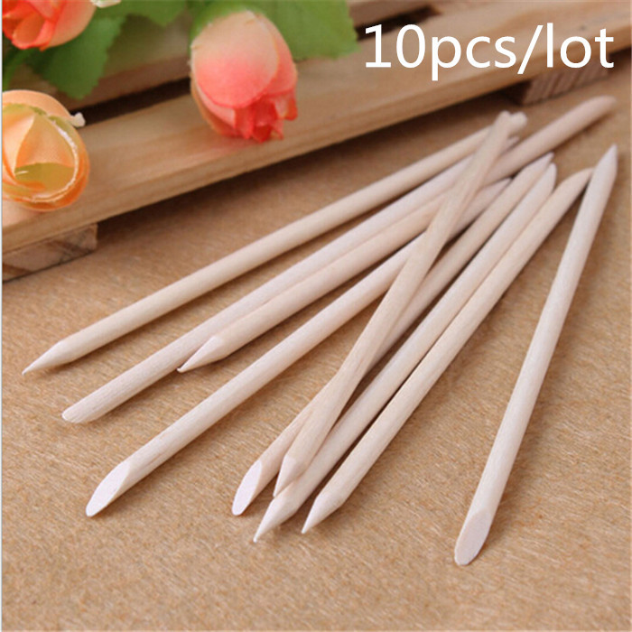 10pcs Nail Art Orange Wood Stick Cuticle Pusher Remover for nail art care Manicures nail tools