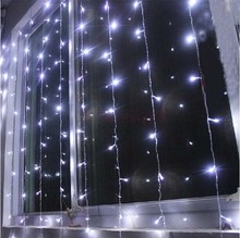1.5 x 1.5m White LED String Christmas Lights Outdoor Garland Party Wedding Fairy Curtain With Tail Plug 88 LEDs Waterproof