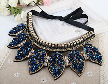 Free shipping Hot new fashion jewelry accessories punk Metal leaves crystal false collar necklace wholesale Dickie