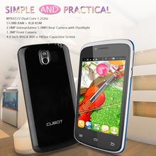 4” Cubot GT95 3G Smartphone Android 4.2 MTK6572 Dual Core Mobile Phone 4G ROM 2.0 MP Camera Dual SIM Cellphone WIFI White