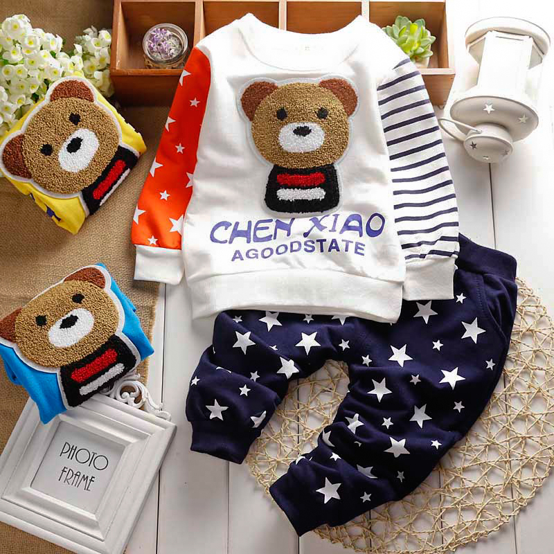 2015 Autumn winter baby sets cartoon Panda velvet set twinset long sleeve hoodie pants children clothing
