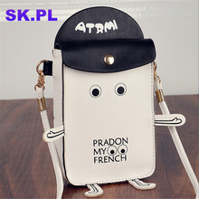 2016 Newest women summer cartoon robot shoulder bag Mobile phone small bags fashion cute letter flap messenger bags