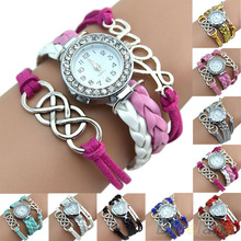 Vintage Eight Love Charm Leather Band Bracelet WristWatches 2DGV