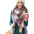 Winter Tartan Female Scarf Desigual Checkered wool Blend New Designer Shawls Women s Scarves Hot sale