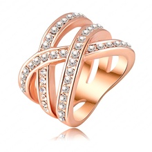 Stylish Style Ring 18K Rose Gold Plated Austrian Crystal SWA Element Women Rings Exaggerated Ring Ri-HQ0120