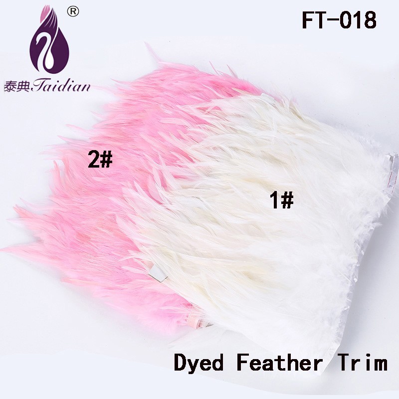 ft-018 white pink ostrich pheasant feather trim ribbon fringe plumage