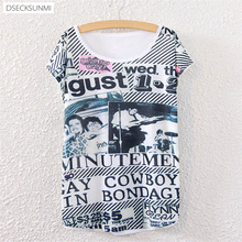 2016 Brand New Polyester T-Shirt Women Short Sleeve t-shirt o-neck Causal print Rock Band t shirt Summer tops for women