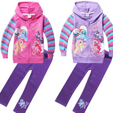 Hot Sale Fashion Spring Autumn Girls Sport Suit Set Long Sleeve Children Hoodies+Pants Clothes Sets Little Pony Clothing Sets