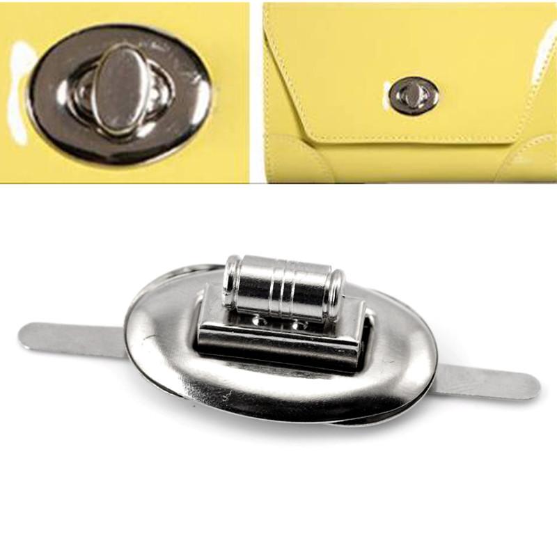 100Sets Silver Tone Oval Purse Twist Turn Lock Clasps For Coin Purse