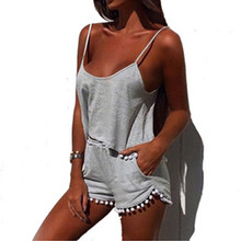 2016 Summer Sexy Women 2 Piece Shorts Set Tassel Spaghetti Strap Vest Tank Top+Loose casual Shorts Women’s Tracksuit Sport Suits