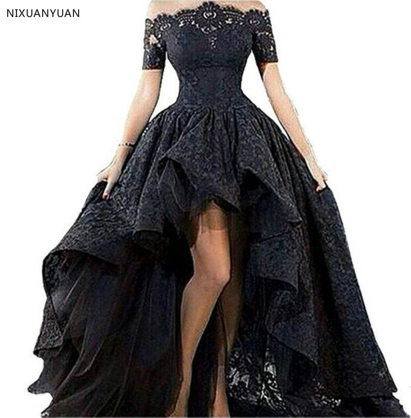 black high low ball gown