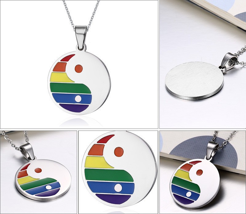 Rainbow-Jewelry-For-Women-Men-Stainless-Steel-Tai-Chi-Bagua-Design-Gay-Pride-Necklaces-Pendants-Jewelry-Wholesale (5)
