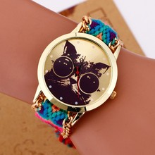 Vestido de moda caliente de pulsera nacional de la armadura DIY gato patrón de cuarzo mujeres chapado en oro pulseras y brazaletes envío gratis