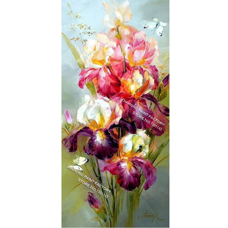 Gros Bouquets De Fleurs En 9 Lettres Produits pour artisanat diamant broderie fleurs colorées iris peinture
