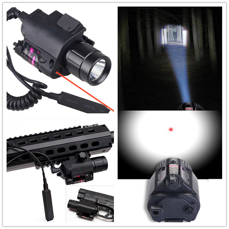 2in1 Tactical CREE LED Flashlight/LIGHT+Red Laser/Sight Combo for