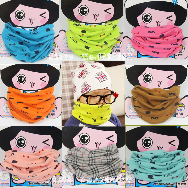 2015 new cotton children scarf kids warm cartoon scarves for girl boy collar grid glass flag pattern free shipping