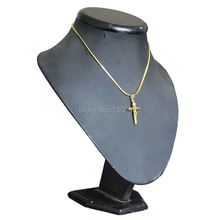 Free shipping 24k gold Flat Chain Necklaces Jesus Cross pendant Long Chain Necklaces Cool Men s