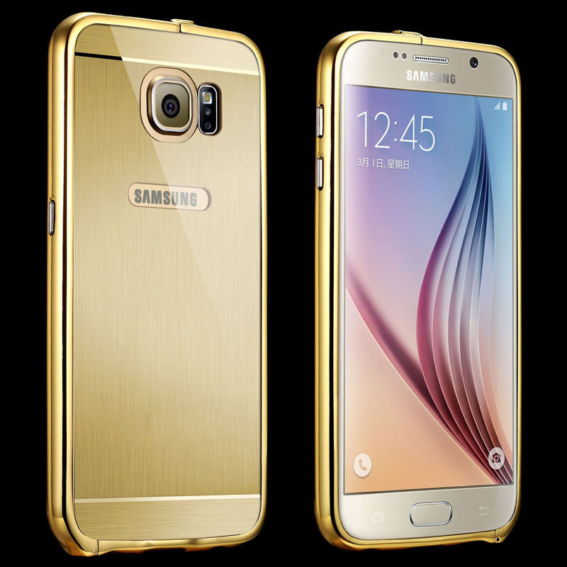 S6 Gold Hybird Slim Aluminum +Acrylic Case For Samsung Galaxy S6 G9200 Luxury Metal Capa Hard Protective Cell Phone Back Cover