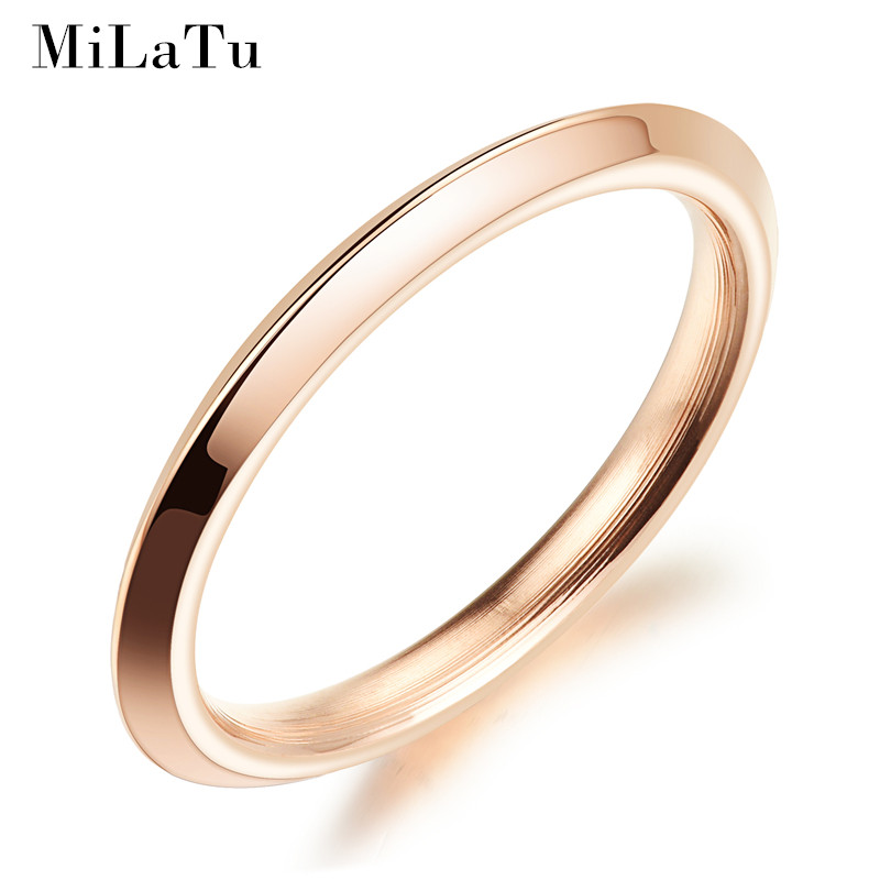 milatu 2mm wide simple wedding rings for women rose gold color stainless steel party rings female - Simple Wedding Ring milatu 2mm wide simple wedding rings for women rose gold color stainless steel party rings female - Simple Wedding Ring