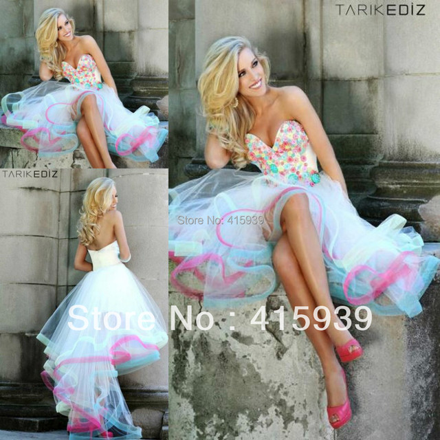 2013 New Arrival Sexy Sweetheart High Low Colorful Tulle Rainbow Prom Dress Wh303 In Prom 7002