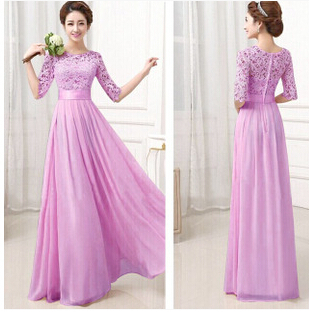 Lace Sleeve Hollow Out Maxi Dress Elegant Long Chiffon Evening Dress ...