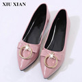 New Spring Autumn Pink Pointed Toe Slip On Flat Shoes Korean Low Heel Ballet Flat Women