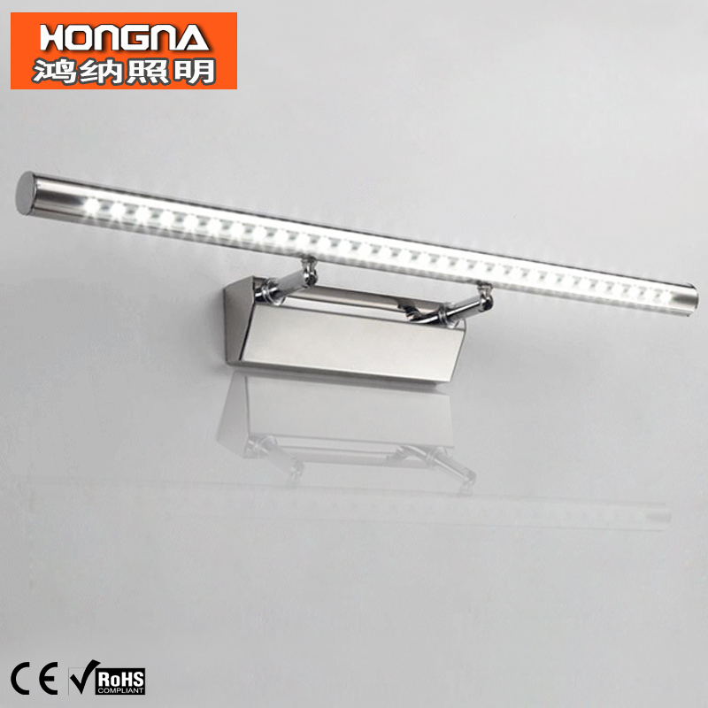 Free Shipping 55CM High Quality 7W LED Mirror Lights SMD5050 30LED Stainless Steel Wall Lights With Switch