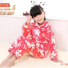 2015 Autumn pijamas kids Homewear Soft and Warm Childrens Flannel Clothes Sets Girls Long Sleeve Homewear Girls robe