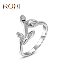ROXI Christmas Gift Classic Genuine Austrian Crystals Sample Sales Rose Gold Plated Leaf The Ring Jewelry Party OFF