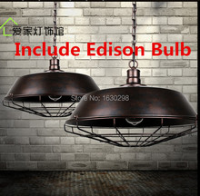 American Country Creative Loft Pendant Light Iron Lampshade Decoration Nordic Vintage Industrial Coffee Bar Lamp E27 Bulb Edison