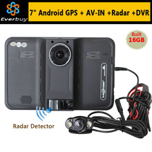 2015 новый 7 дюймов андроид GPS навигация заднего вида автомобиля радар-детектор автомобильный видеорегистратор 1080 P грузовик GPS Navi AVIN / FM / бесплатная карта 16 ГБ