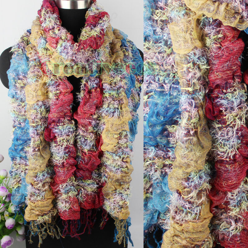 Fashion Stylish Women Girl s Winter Warm Soft Colorful Bubble Scarf Wrap Shawl Tassel Long Stole