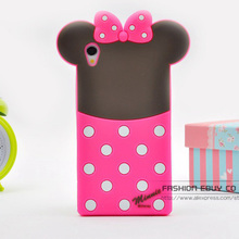 3D Cute Cartoon Duck Minnie Mickey Bow Silicone Soft Case Back Cover For SONY Xperia Z1