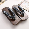 2016 Summer man Sandals fashion street Japanese Geta Wooden Clogs Shoes Slippers Cosplay Mens Bench Flat