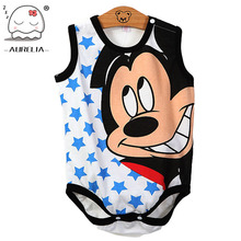 Sleeveless Cartoon Print Baby Rompers Newborn Baby Boys Girls Clothes Jumpsuits Infant Baby Costumes Ropa De