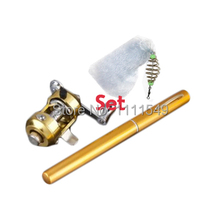 Hot New Promotions Gold mini aluminum alloy pocket pen fishing rod and reel set fish 100cm Factory outlets Portable Gift Outdoor