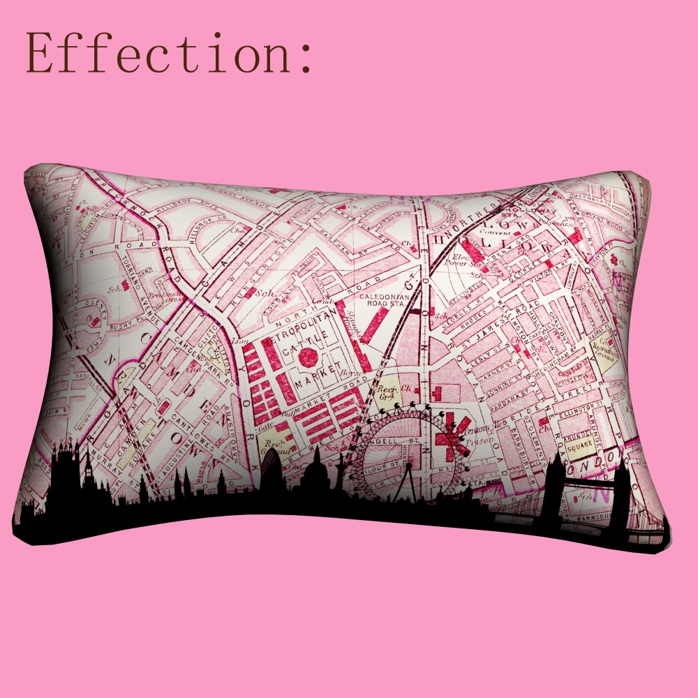 Dropshipping Cotton London Skyline DIY Rectangle Home Bed Decorative Pillowcase Travel Throw ...