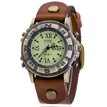 CCQ 2016 New Fashion Vintage Punk Leather Women Quartz Wrist Watch Gift Relogio Feminino BW1845