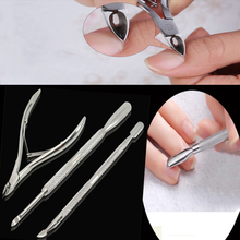 3pcs/set Nail tools Stainless Steel Cuticle Nipper Spoon Cuticle Pusher Remover Cutter Clipper Free Shipping