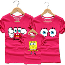 Men Women Matching Outfits Dad Boys Girls Cotton T Shirts Kids SpongeBob Tee Shirts Children Beach T-shirts Tops Family Clothing
