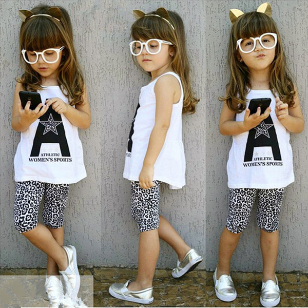 2015 New Fashion Summer Casual Girls Kids Clothes 2pcs Sets Polka