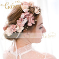 Free Shipping Korean Flowers Hawaiian Halo Crown With Freshwater Pearls Wedding Hair Vine Bridal headpiece by